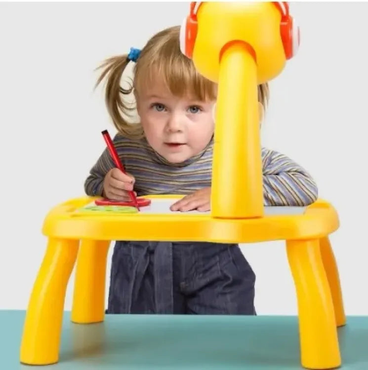 Table with light and with music inside | Mini Art Drawing Board Leds Projector Light Toy