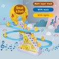 Duck Slide Toy Set, Funny Automatic Stair-Climbing Ducklings Cartoon Race Track Set Little Lovely Duck Slide Toy Escalator Toy with Lights and Music