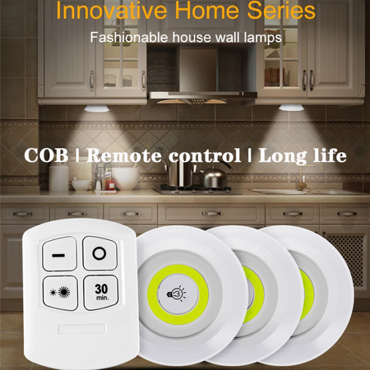 Pack Of 3 LED Remote Control Lights | Tap Light For Cabinet Wardrobe Room Kitchen