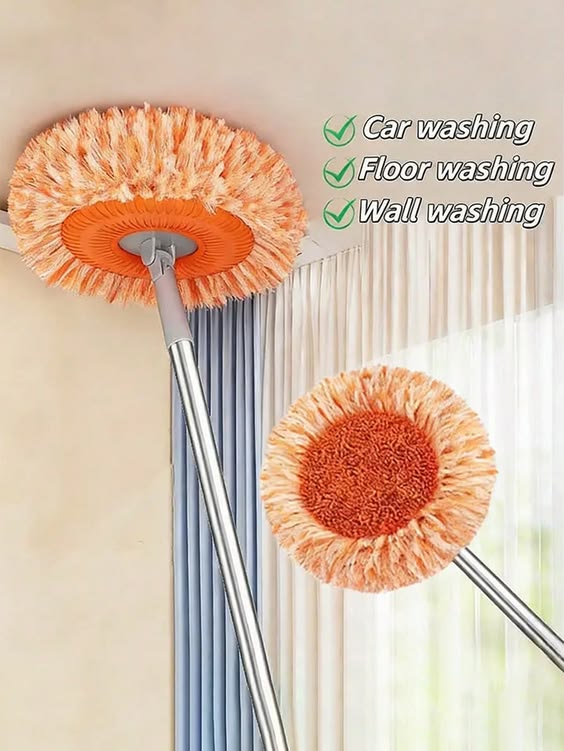 360° Rotatable Cleaning Mops Adjustable Multifunctional Sunflower Chenille Magic Mop Head Microfiber