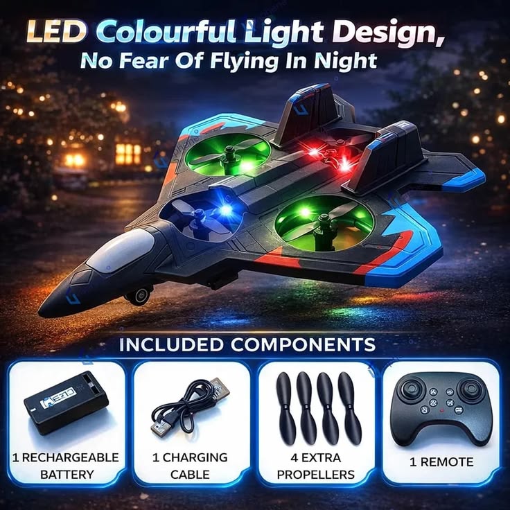 Premium RC Fighter Jet Plane – 2.4G Remote Control Foam Airplane Toy with Lights