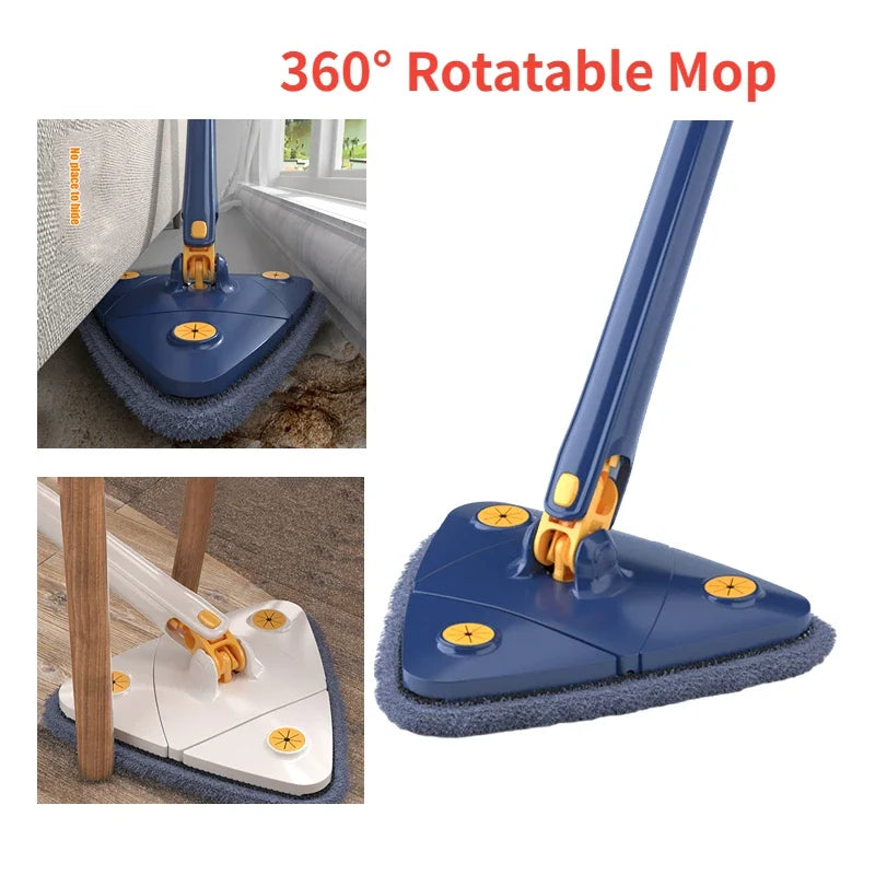 Extendable Triangle Mop 360 Twist Squeeze Window Glass Toilet Bathroom Floor Household Cleaning Ceiling Dusting